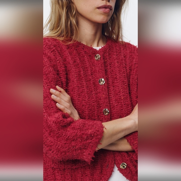 Zara's Knit Cardigan With Elbow-length Sleeves - Picture 4 of 9